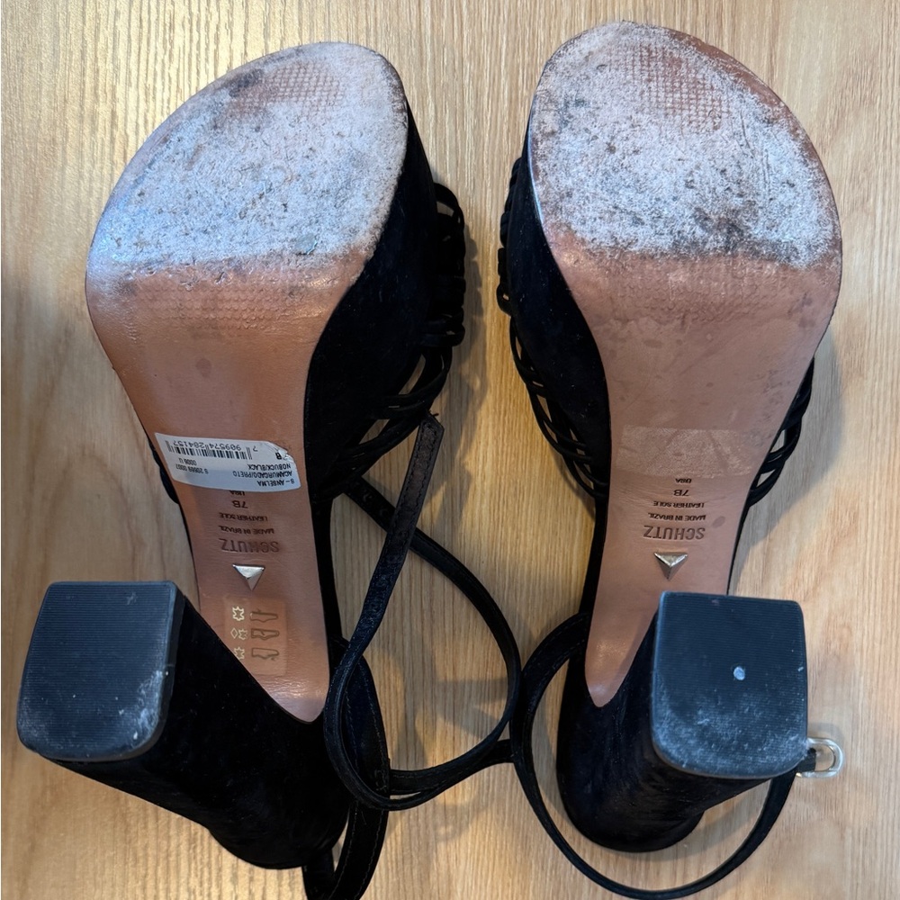 SCHUTZ Black Strappy Women's Heels - Picture 4 of 4